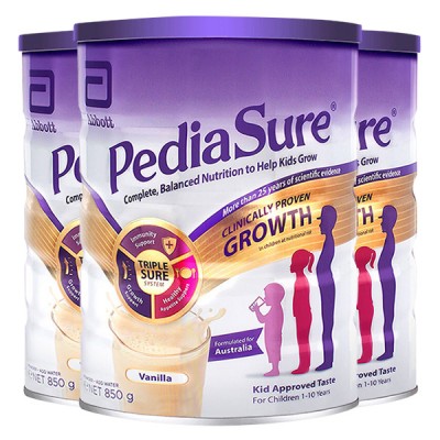 【澳洲直邮】PEDIASURE 雅培小安素儿童帮助奶粉香草味 1-10岁 孩子长高 850G 3罐/6罐可选